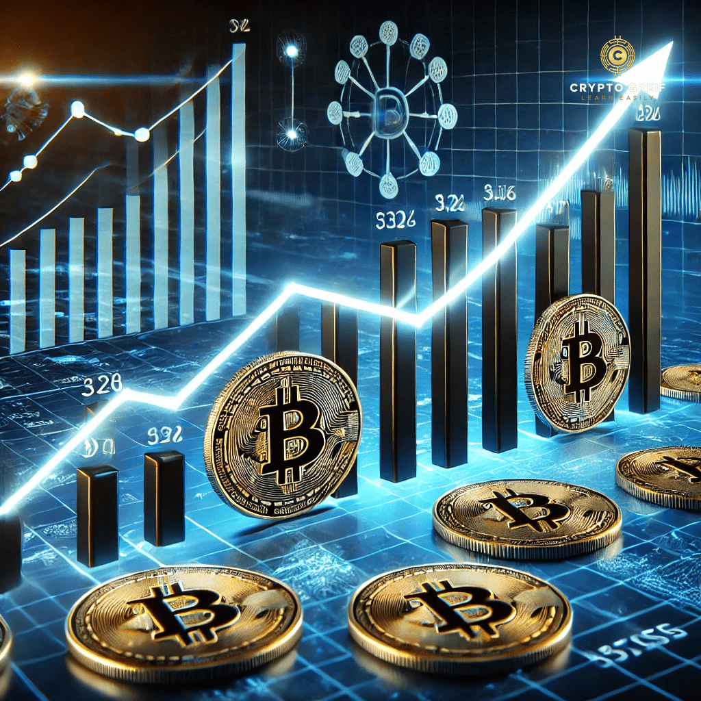 התמונה מציגה גרף מגמה עולה עם סמלים של ביטקוין המופיעים בנקודות שונות, המדגישים את אסטרטגיית Dollar-Cost Averaging (DCA) להשקעה הדרגתית בקריפטו. הגרף מייצג רכישות בסכומים קבועים לאורך זמן, תוך התמודדות עם תנודתיות השוק. ברקע ניתן לראות אלמנטים פיננסיים וטכנולוגיים, עם גווני כחול ושחור המדגישים יציבות ופיקוח פיננסי. בפינה הימנית העליונה משולב הלוגו של Crypto Greif, לשמירה על אחידות המיתוג. התמונה ממחישה כיצד ניתן להשקיע בקריפטו ללא צורך בתזמון השוק וללא חשש מתנודות חדות.